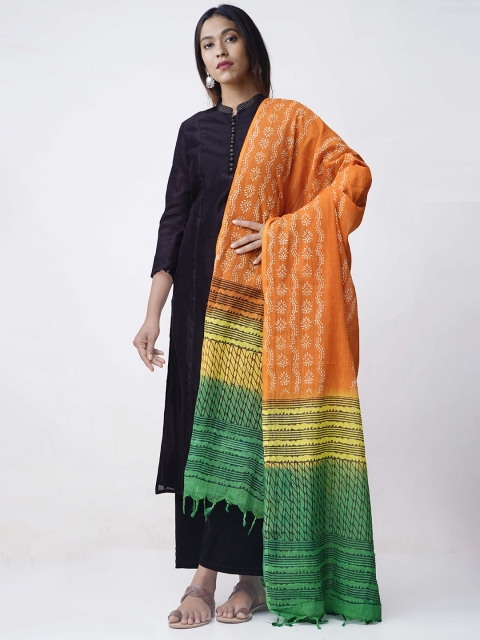 

Unnati Silks Orange & Green Printed Sustainable Dupatta