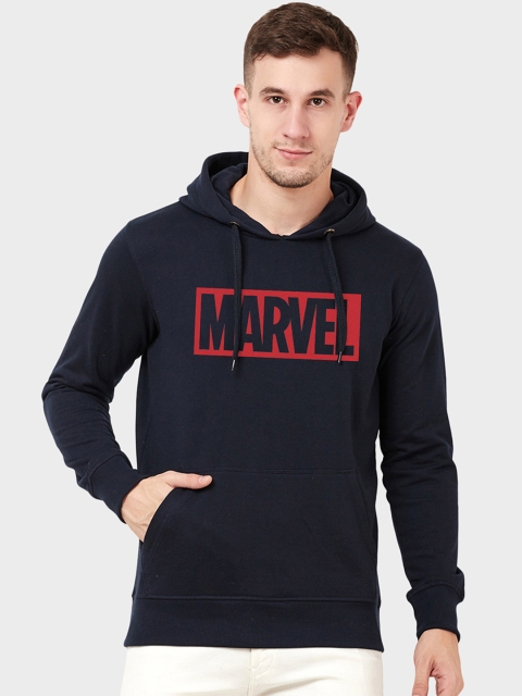 

Free Authority Men Navy Blue Printed Hooded Sweatshirt