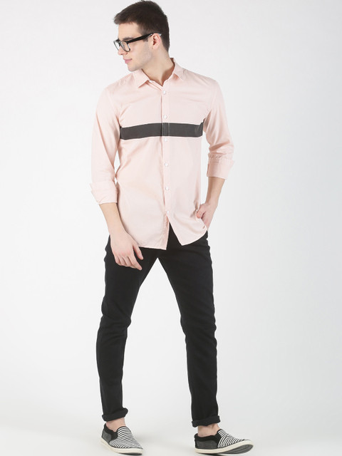 

Blue Saint Men Pink & Grey Slim Fit Striped Casual Shirt