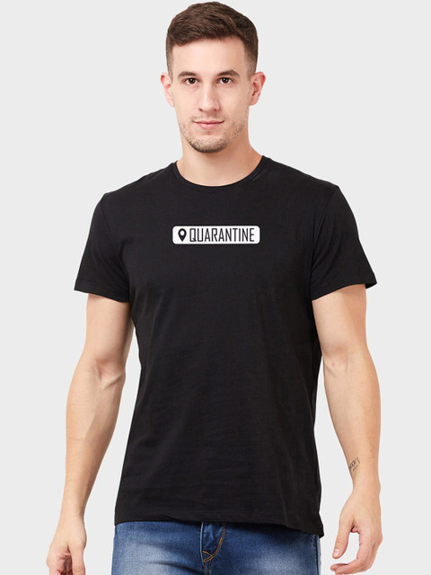 

Free Authority Men Black Quarentine Printed Round Neck T-shirt