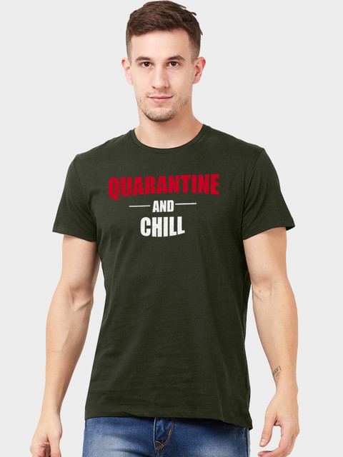 

Free Authority Men Olive Green Printed Round Neck T-shirt