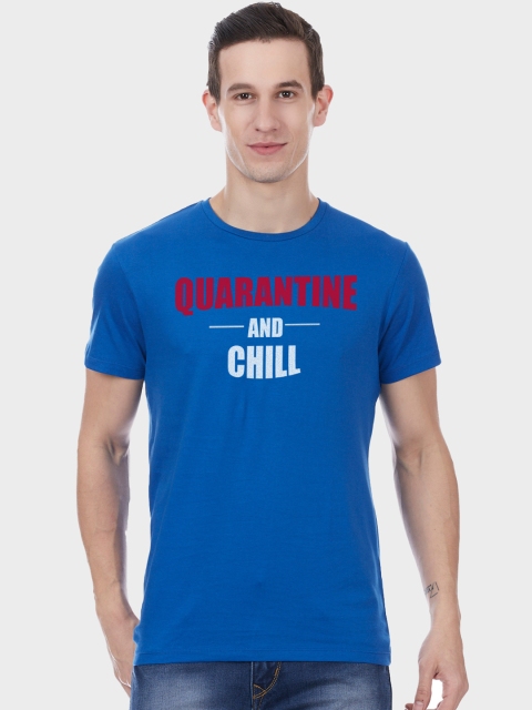 

Free Authority Men Blue Printed Round Neck T-shirt