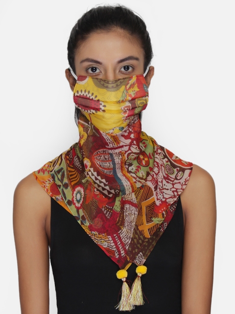 

Anekaant Women Multicoloured Printed Reusable 3-Ply Protective Outdoor Scarf Style Mask, Multi