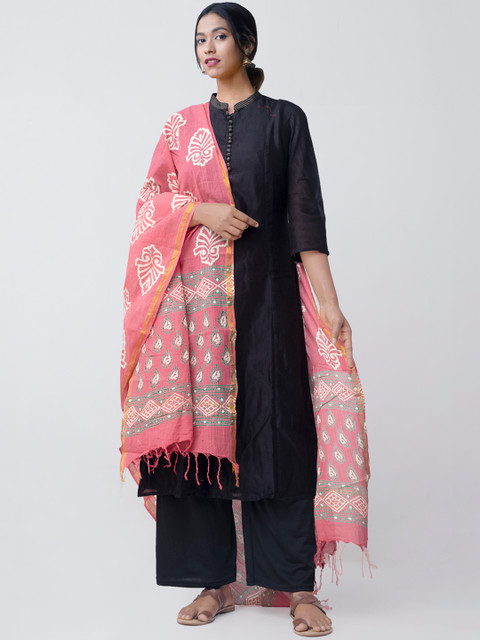

Unnati Silks Peach-Coloured & Off-White Printed Dupatta