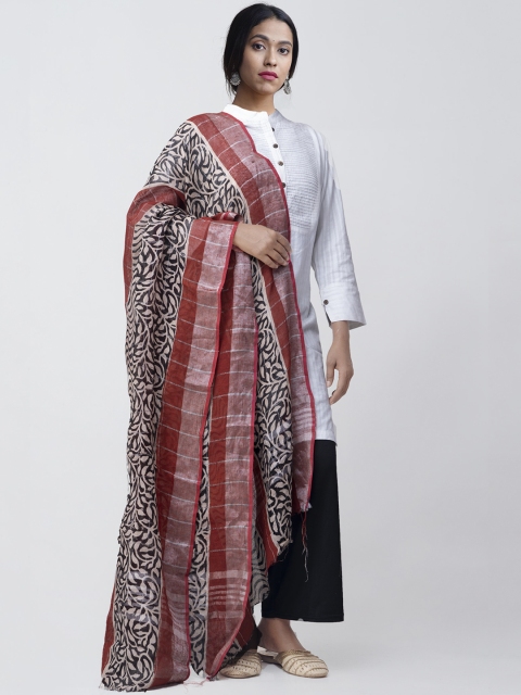 

Unnati Silks Black & Maroon Printed Sustainable Dupatta