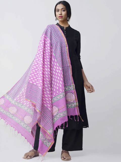 

Unnati Silks Pink & Off-White Printed Dupatta