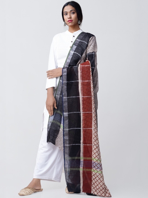 

Unnati Silks Black & Maroon Printed Sustainable Dupatta