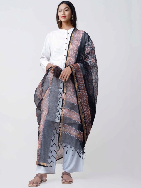 

Unnati Silks Black & Red Printed Sustainable Dupatta