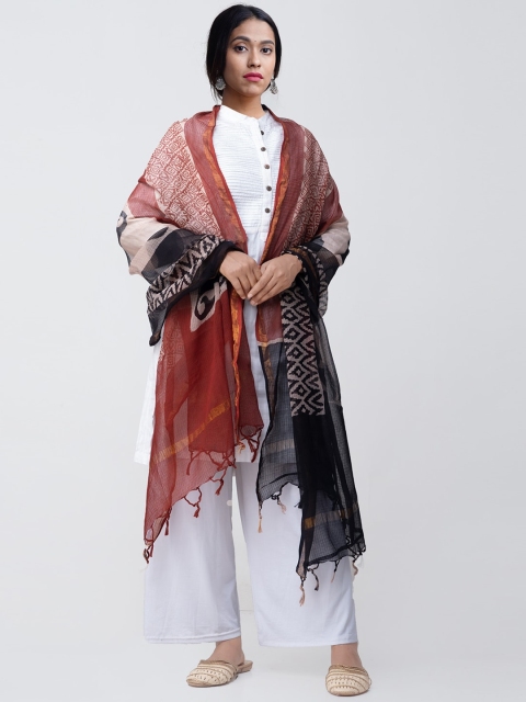 

Unnati Silks Women Black & Maroon Printed Sustainable Dupatta