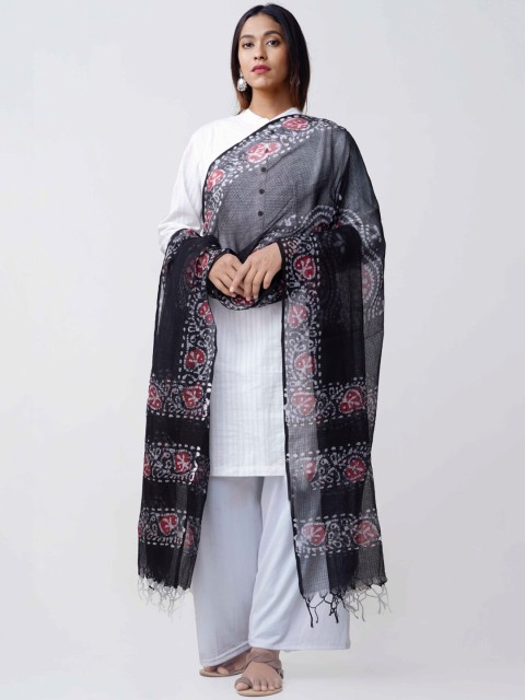 

Unnati Silks Black & Blue Printed Sustainable Dupatta