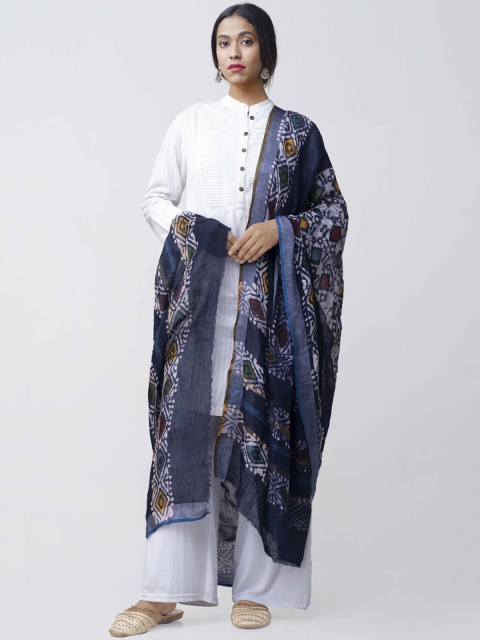 

Unnati Silks Blue & Off-White Printed Dupatta