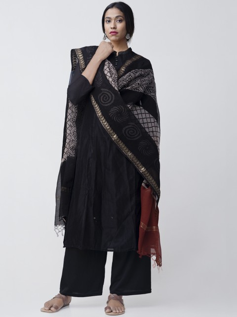 

Unnati Silks Black & Red Printed Dupatta