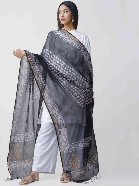 

Unnati Silks Black & Red Printed Sustainable Dupatta