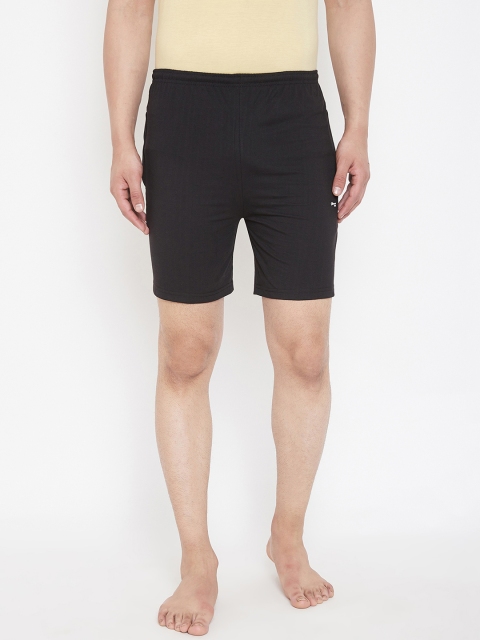

Okane Men Black Solid Lounge Shorts