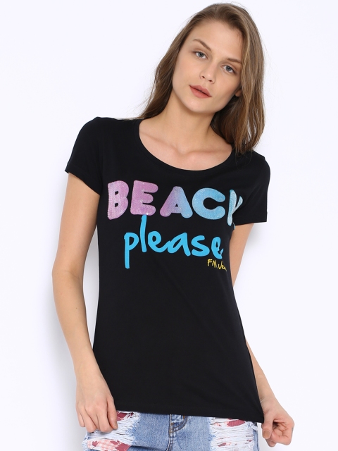 

Flying Machine Black Printed T-shirt