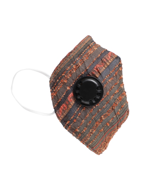 

AUDSTRO Unisex Grey & Orange Reusable 5-Ply Protective Outdoor Mask With Filtration Valve
