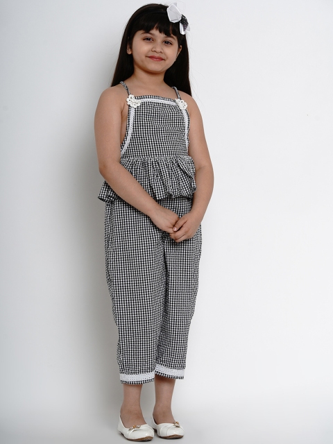 

Bitiya by Bhama Girls Black & White Checked Basic Jumpsuit