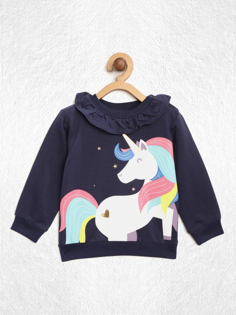 

YK Girls Navy Blue & White Unicorn Print Sweatshirt