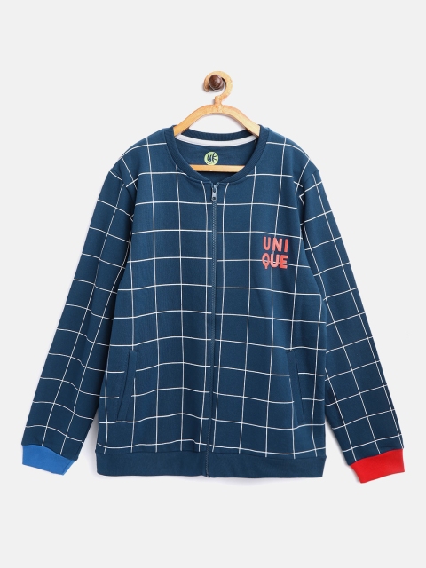 

YK Boys Teal Blue & White Checked Sweatshirt