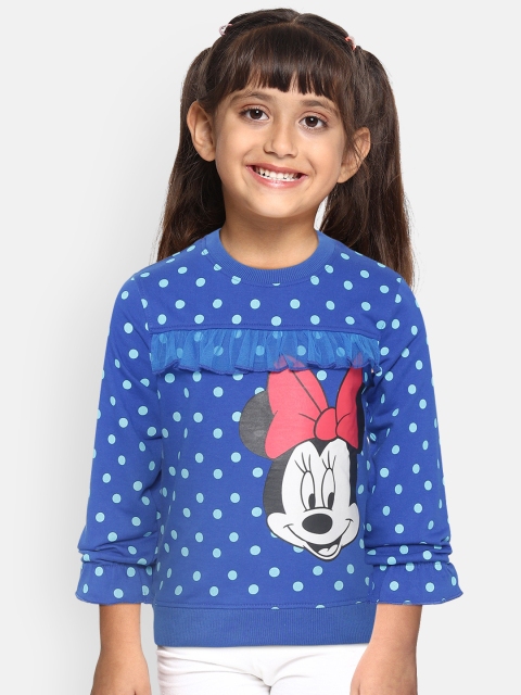 

YK Disney Girls Blue & White Minnie Mouse Print Sweatshirt