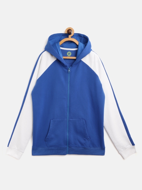 

YK Boys Blue Solid Hooded Sweatshirt