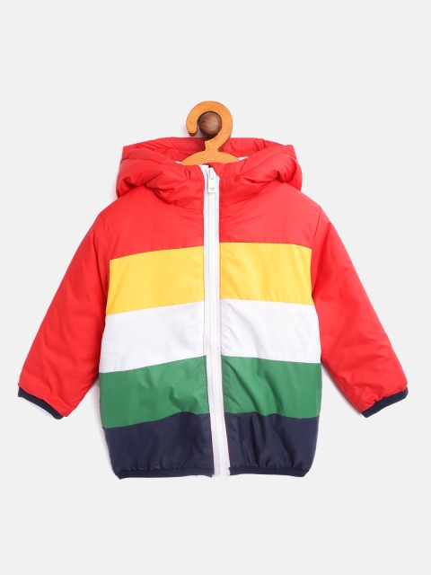 

YK Boys Multicoloured Striped Hooded Padded Jacket, Multi