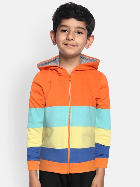 

YK Boys Multicoloured Pure Cotton Colourblocked Hooded Sweatshirt, Multi