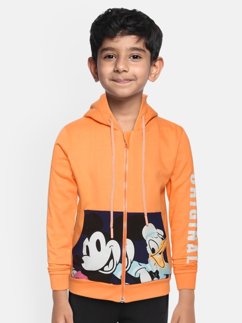 

YK Disney Boys Orange & White Mickey & Friends Printed Hooded Sweatshirt