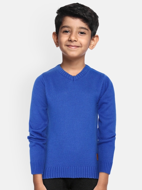 

YK Boys Blue Solid Pullover Sweater