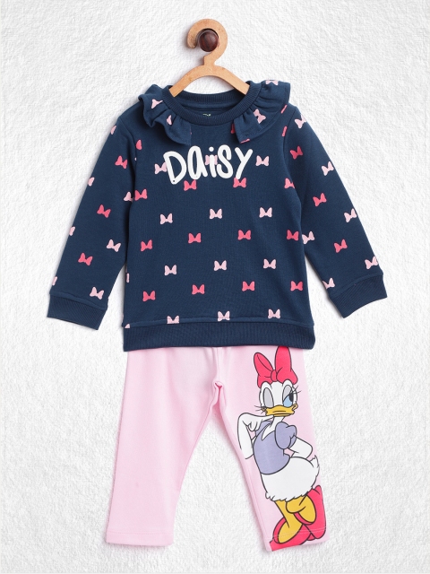 

YK Disney Infant Girls Navy Blue & Pink Mickey & Friends Daisy Duck Print Top with Pyjamas