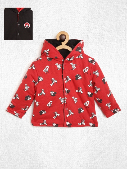 

YK Disney Infant Boys Red & Black Mickey & Friends Print Reversible Hooded Tailored Jacket