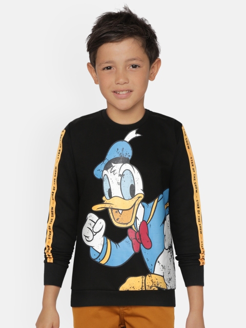 

YK Disney Boys Black & Blue Donald Duck Print Sweatshirt with Side Taping Detail