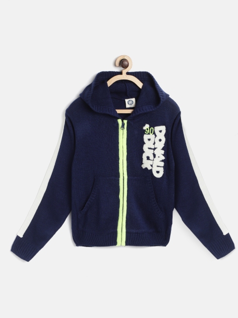 

YK Disney Boys Navy Blue Donald Duck Applique Hooded Acrylic Cardigan