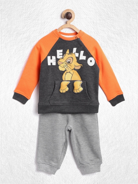 

YK Disney Infant Boys Charcoal Grey & Brown Simba Print T-shirt with Solid Joggers