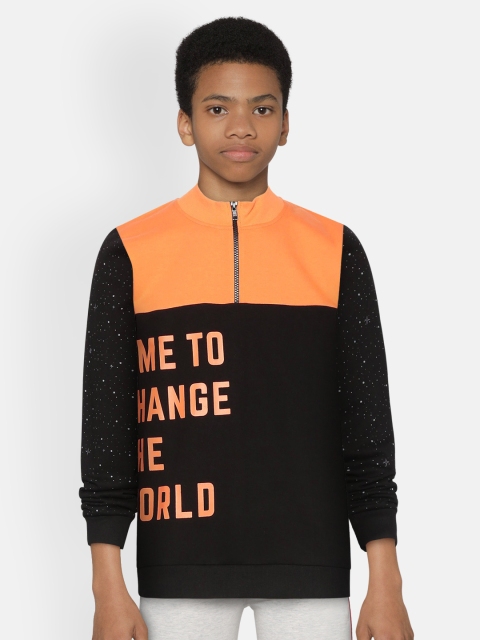 

YK Boys Black & Orange Typography Print Sweatshirt