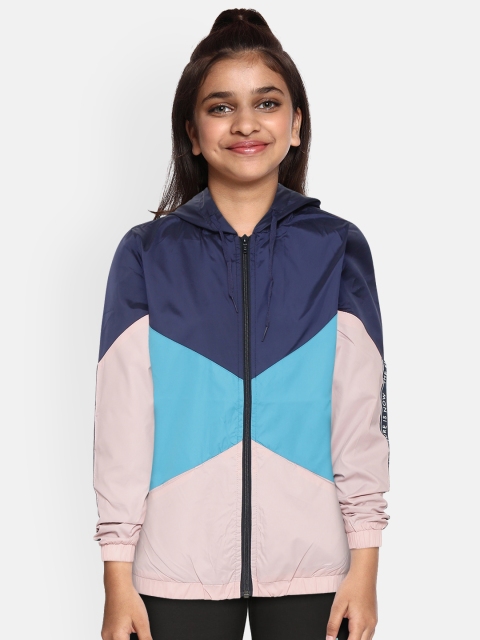 

YK Girls Blue & Pink Colourblocked Tailored Jacket