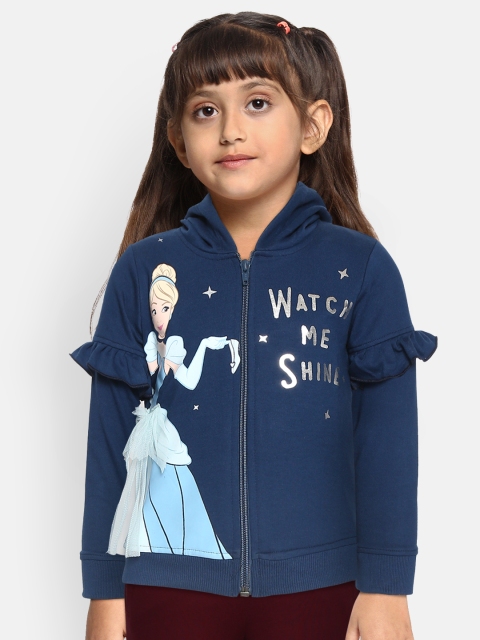 

YK Disney Girls Navy Blue Princess Snow White Print Pure Cotton Hooded Sweatshirt