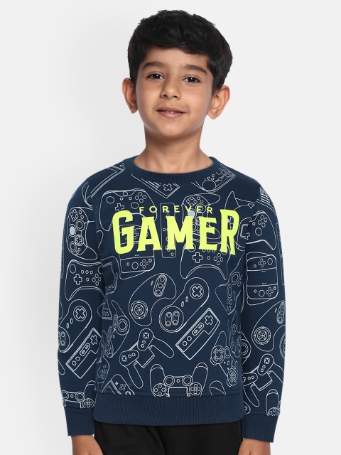 

YK Boys Navy Blue & Off-White Conversational Print Sweatshirt