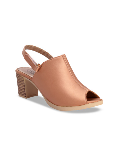 

Khadims Women Rose Gold-Toned Solid Block Heels