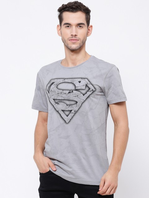 

Free Authority Men Grey Superman Printed Round Neck T-shirt