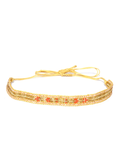 

Blueberry Yellow & Gold Beaded Choker Necklace