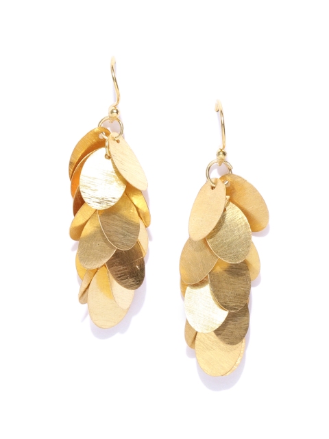 

Blueberry Gold-Toned Leaf Shaped Drop Earrings
