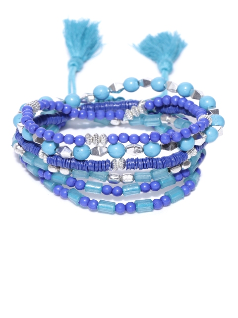 

Blueberry Set of 5 Blue Metal Elasticated Bracelet
