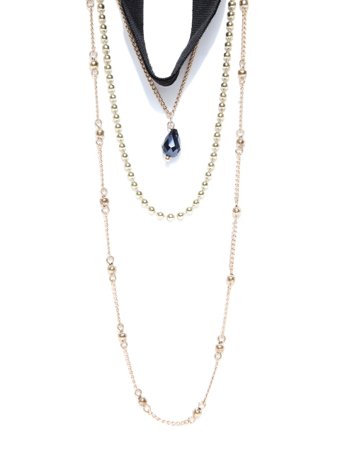 

Blueberry Gold-Plated Handcrafted Multistrand Choker Necklace