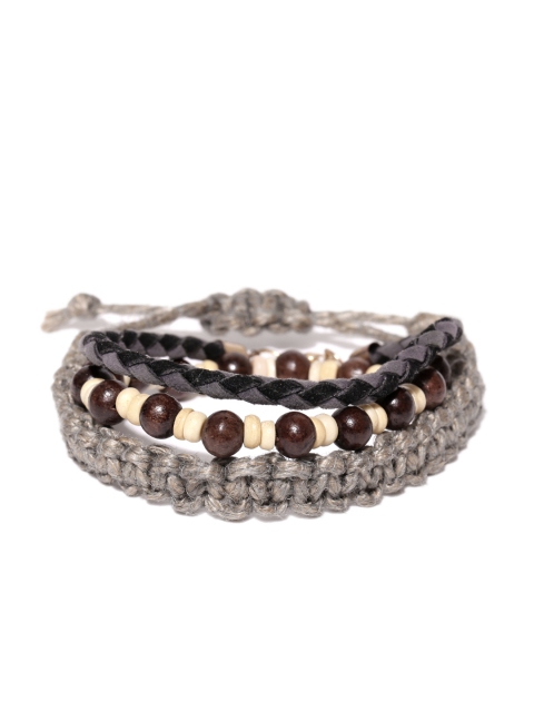 

Blueberry Men Set of 3 Metal Handcrafted Elasticated Bracelets, Multi