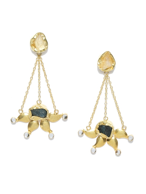 

Blueberry Women Gold & Green Floral Drop Earrings