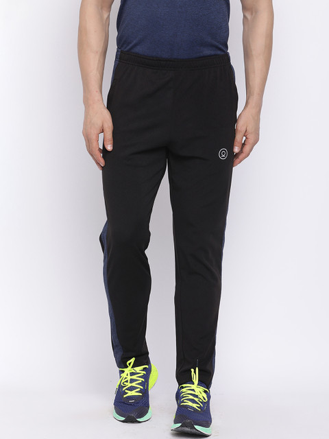 

Chkokko Men Black & Blue Solid Straight-Fit Track Pants