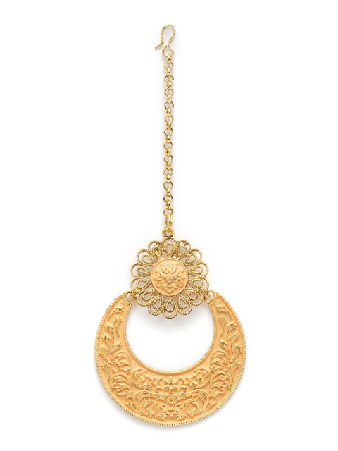 

ANIKAS CREATION Gold-Plated Beige Enamelled Traditional Maang Tikka