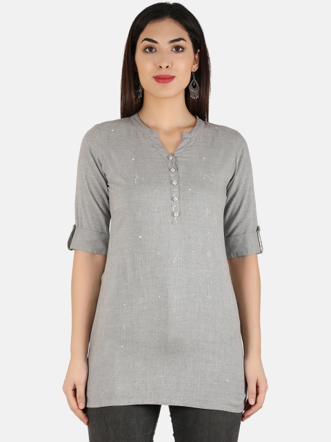 

Laabha Women Grey Embroidered Tunic