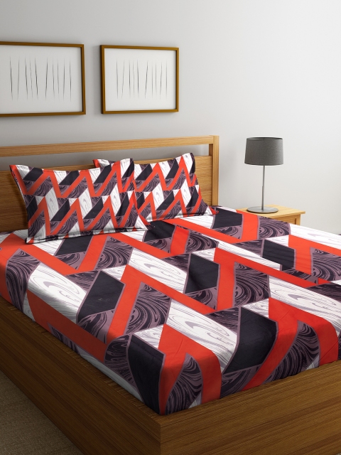 

DREAM WEAVERZ Multicoloured Abstract 250 TC Cotton 1 King Bedsheet with 2 Pillow Covers, Multi